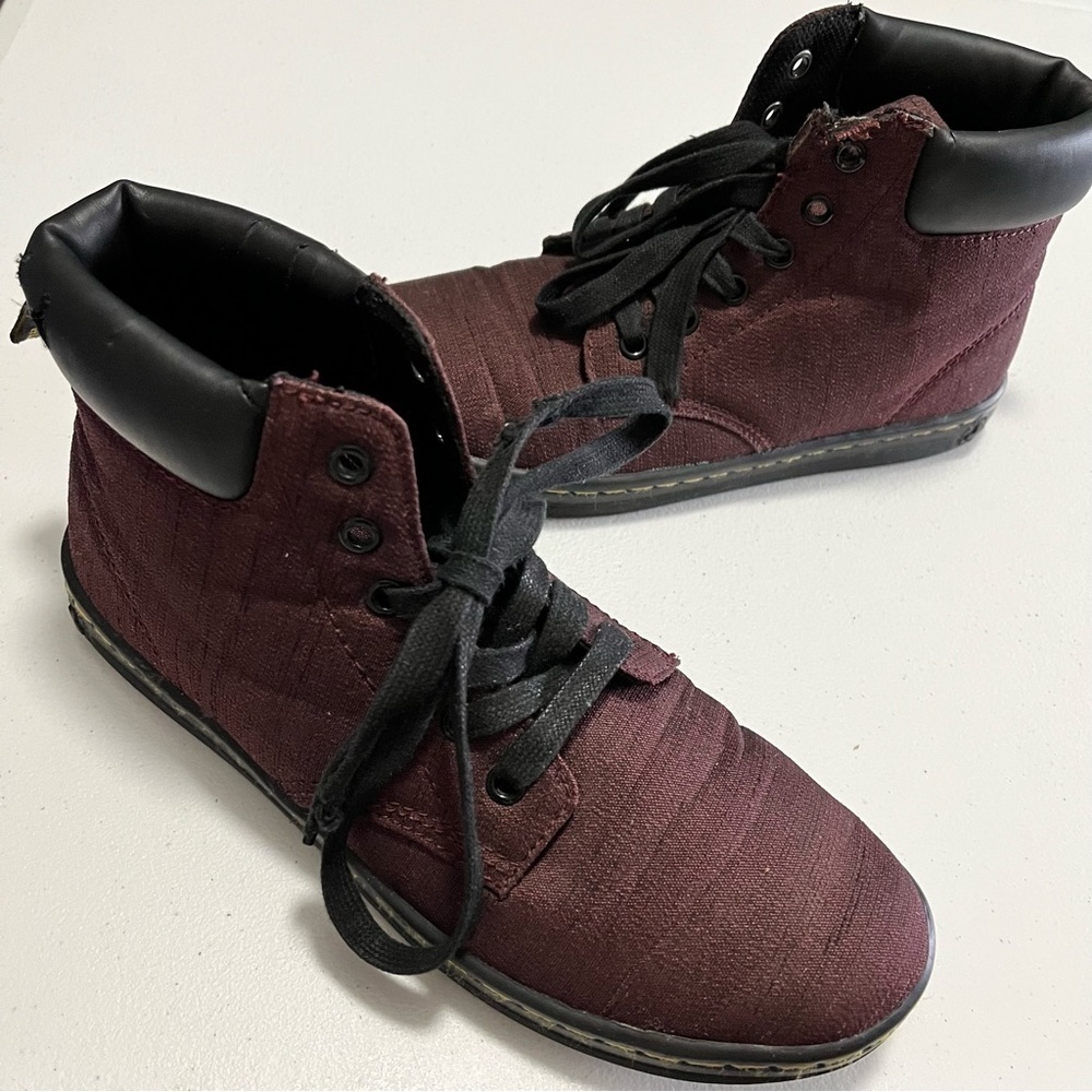 Doc Dr. Martens Maelly Canvas Boots Maroon Red Women’s 7